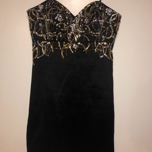 Black Tube Dress with gold and silver accents